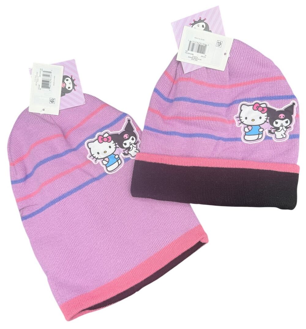 Sanrio Womens Hello Kitty Friends Plush Earmuff Knit Gloves Set NWT Purple OSFA